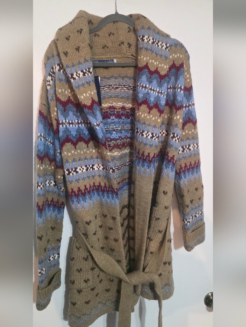 Polo Ralph Lauren Jacquard Long Sleeve Wool Cardigan Women Size Small NWT